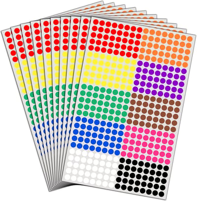 ONF3 - 6000 Stuks - Stickers - Zelfklevende Etiketten - 8mm Ronde Puntstickers - 10 Kleuren - Perfect voor Creatief Gebruik - Ideaal voor Hobbym...