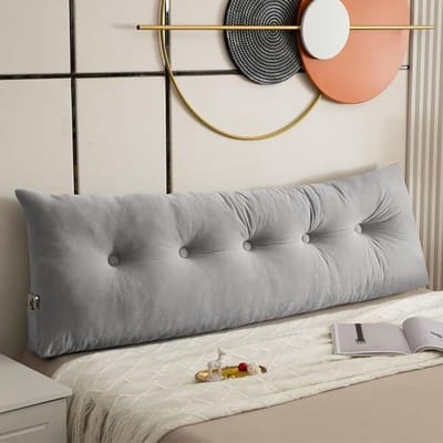 Bed Backrest Pillow - Hoofdbord Kussen - Ontspannen in Bed - Ergonomisch Ontwerp - 180x40x12cm - Lichtgrijs