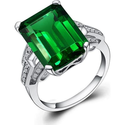 Smaragd Ring Fancy Pak-verguld Karaat Vierkant Gekleurde Edelsteen Toermalijn Witgoud Damesring 6 black