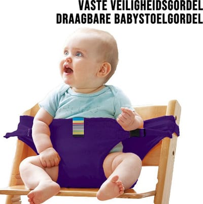 Allernieuwste.nl® Draagbare Babystoelgordel Paars - Veilig, Opvouwbaar en Comfortabel voor Onderweg