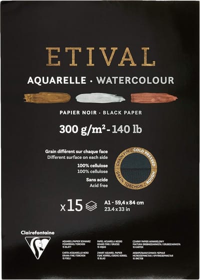 Zwart Tekenpapier Blok Gelijmd 300g Twee Zijden Structuur 59.5x84 cm