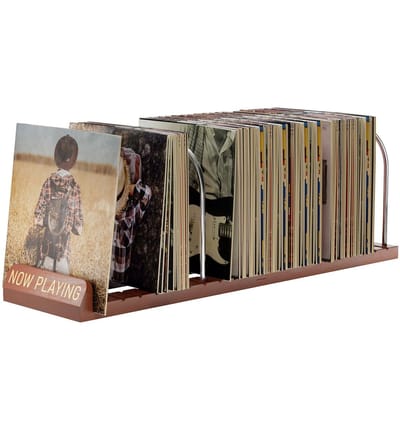 Dailygoods- Vinyl Platenstandaard 150 LP Opslag - Platenrek - Antislip Groeven - Houten Platenhouder - Recorddisplay - Verstelbare Staven