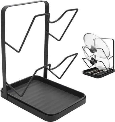 Potdeksel Organizer voor de Keuken, Ruimtebesparende Houder met Afneembare Druiplade, Ideaal voor Pannen, Snijplanken en Keukenaccessoires
