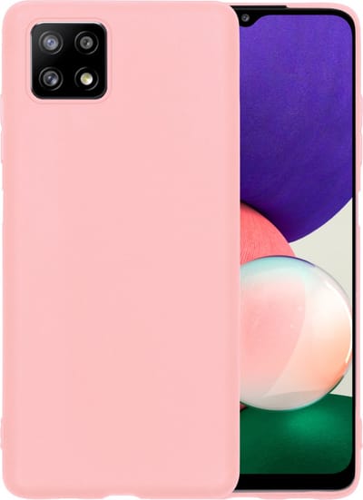 Hoesje - Geschikt voor Samsung Galaxy A22 4G - Sterk & Shockproof - Siliconen Case - Hoes Cover - Telefoonhoes - Lichtroze