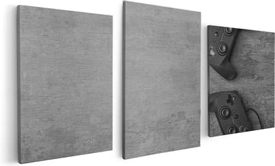 Artaza Canvas Schilderij Drieluik Twee Game Controllers op Tafel - Gaming - 120x60 - Foto Op Canvas - Canvas Print