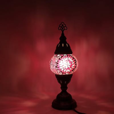Turkse Mozaïek Lamp - Tafellamp Ø 12 cm - Hoogte 30 cm - Handgemaakt en Kleurrijk