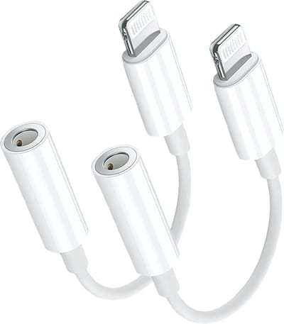 Jumada's - Set van 2: - Lightning naar Jack - Lightning naar AUX - Lightning naar 3,5 mm Adapter - Verloopstukje voor iPhone oortjes - iPhone audio kabel - Geschikt voor Apple Iphone