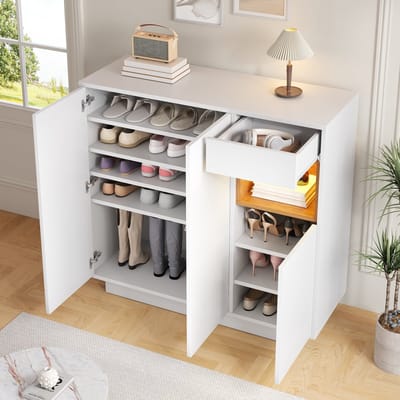 Sweiko Schoenenkast - LED-verlichting - Met lades - Verstelbare planken - Wit