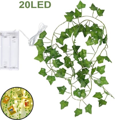 Livano Klimop Slinger - Met Led Lichtjes - Met Lichtjes - Klimop Kunstplant - Plant Slinger - Hangplant Kunstplanten - Fairy Lights - String Lights - Bedroom - Nep Klimop - 2M 20 Leds
