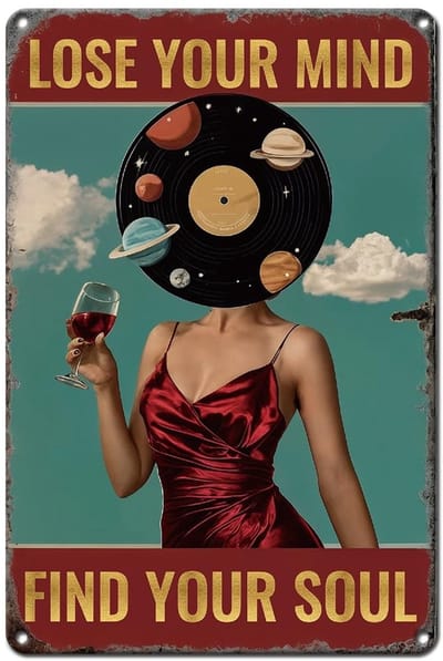 Dailygoods- Wanddecoratie Vintage Dame - Muurdecoratie Metalen Plaat - Wanddecoratie Bar - Wanddecoratie Muziek - Wanddecoratie 20 x 30 cm - Uniek Ontwerp