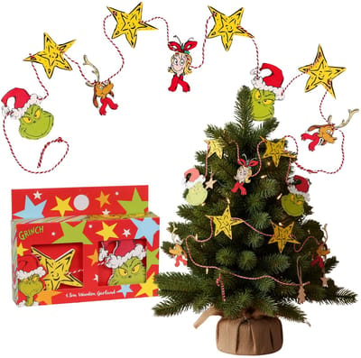 Grinch HOUTEN kerstkrans, kerstketting VOOR DE KERSTBOOM, kerstversiering 1,8 m