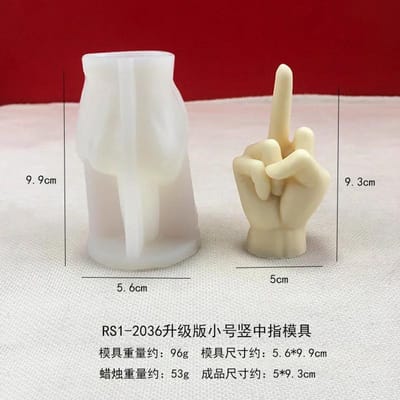 3D Middelvinger Kaars Siliconen Mal voor DIY Maken Zeep Gips Hars Ambacht Siliconen Mal Vakantiefeest Cadeau Mal Kaarsmallen gray
