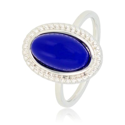 My Bendel - Vintage Ring Zilverkleurig met Blauwe Steen - Vintage Zilverkleurige Ring - Blauwe Steen - Stainless Steel Design - met Luxe Cadeauverpakking | Sieraden Voor Dames | Maat 16.00 Mm / Maat 50