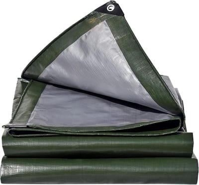 Afdekzeil Waterdicht - Beschermend Zeildoek - Buiten Beschermen - 180 G/M² PE Materiaal - 3 x 3 Meter - Groen Zilver