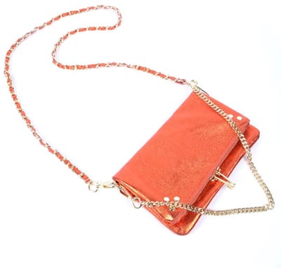 Giuliano lederen schoudertas Juline - Metallic - Made in Italy - Oranje