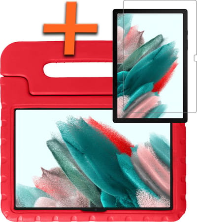 Hoesje - Geschikt voor Samsung Galaxy Tab A8 - Met Screenprotector - Kinderhoes Shockproof Bumper - Kidsproof Case - Tablet Hoes - Kinder Hoes Cover - Rood