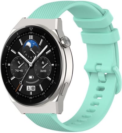 Strap-it Luxe siliconen smartwatch bandje - geschikt voor Huawei Watch GT 1 / GT 2 / GT 3 / GT 3 Pro / GT 4 46mm / GT 5 & 5 Pro (46mm) / GT 2 Pro / GT Runner / Watch 3 (Pro) / Watch 4 (Pro) / Watch Ultimate - aqua-groen