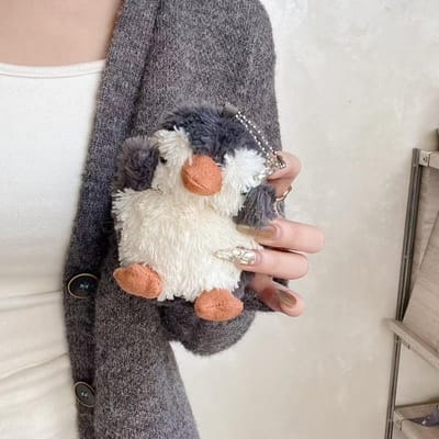 Draadloze Bluetooth Oortelefoon Beschermhoes Pluche Pinguïn Cartoon Oortelefoonhoesje -Kras voor AirPods 1 2 3 Pro AirPods Pro2