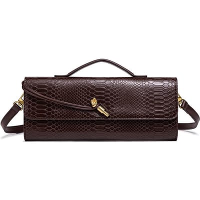 Nieuwe Modieuze Handtas van Leer met Slangenpatroon Niche Retro One-shoulder Crossbody Tas Lichte Luxe Touch Dames Diner Tas 31.5*4*11cm black
