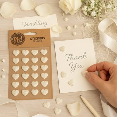 Witte Hartjes Stickers – 24 Stuks – Zelfklevend – Decoratie voor Bruiloft, Kaarten, Scrapbooking & Cadeaus