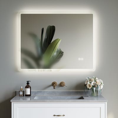 HOROW Badkamerspiegel met Verlichting - Anti Condens Verwarming - Wandspiegel -3 LED standen- Dimbaar - 70 x 90 cm