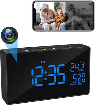 Wekker met Verborgen Beveiligingscamera – Wifi 1080P – 120° Lens – Nachtzicht – Bewegingsdetectie