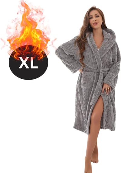 Bovista Badjas Dames - Fleece - Katoen - Badstof - Sauna - Hamam - Wafel - Bathrobe - Duster - Ochtendjas - Kimono - Spa - Grijs XL