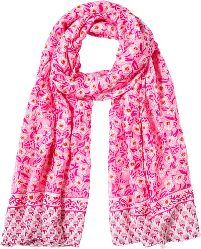 Nouka Roze Dames Sjaal – Bloemenrint - Dunne & Lichte Sjaal – Luchtige Shawl - Lente / Zomer – 90 x 180 cm