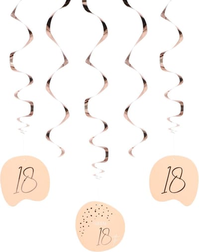 Folat - Hangdecoratie Elegant Lush Blush 18 Jaar - 5 stuks