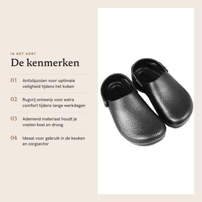 Dailygoods- Kookschoenen Antislip - Rugvrij Ontwerp - Ademend - Zomergebruik - Veiligheidsschoenen - Comfortabel en Trendy - Werkschoenen