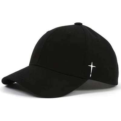 Casquettes de Baseball Simples Broderie Croix Unisexe Printemps et Automne Extérieur Réglable Casquettes Décontractées Chapeau Pare-Soleil black