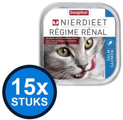 15x Beaphar - nierdieet kat zalm 100gr - Kattenvoer Natvoer - 100 g