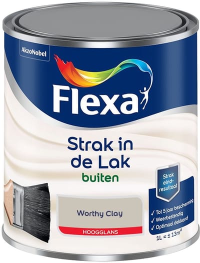 Flexa - Strak In De Lak Buitenlak Hoogglans - Worthy Clay - Mengverf - 1 L