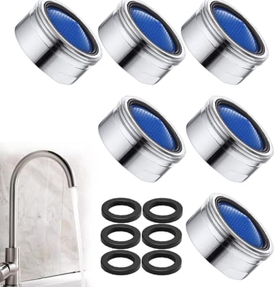 SnelShoppen - Pack van 6 M22 Jet Regulator Waterkranen, Strainer, Perlator, M22 Strainer voor Keuken en Badkamer, Duurzaam Koper, Vermindert Waterverb