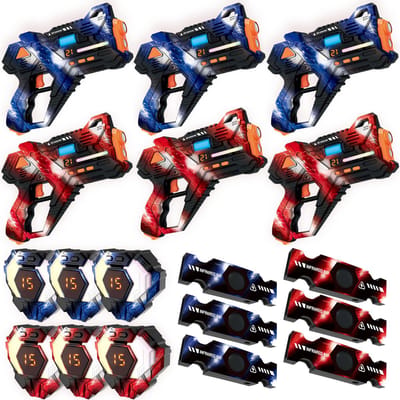 Savorelle® Lasergame Set voor Kinderen - Volwassenen - 6 Spelers - Oplaadbaar Speelgoed Pistool - Laserguns - Lasershoot - 6 Laserguns en 6 Vesten - Binnen en Buiten - Groepsspel
