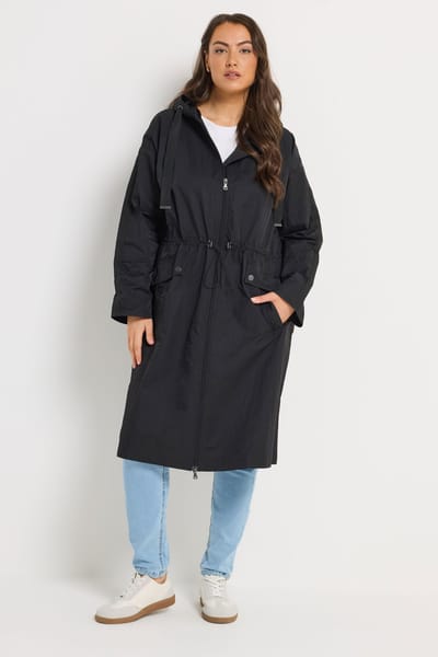 Yours Zwarte Lichte Lange Jas Size 42