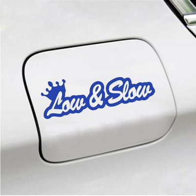 Bumpersticker - Low & Slow - 4,8 X 14,8 - Blauw