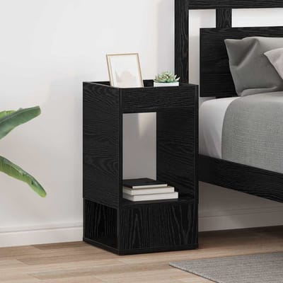 vidaXL - Bijzettafel - 2 - st - Zwart - Eiken - 30 - x - 30 - x - 56 - cm - Bewerkt - hout