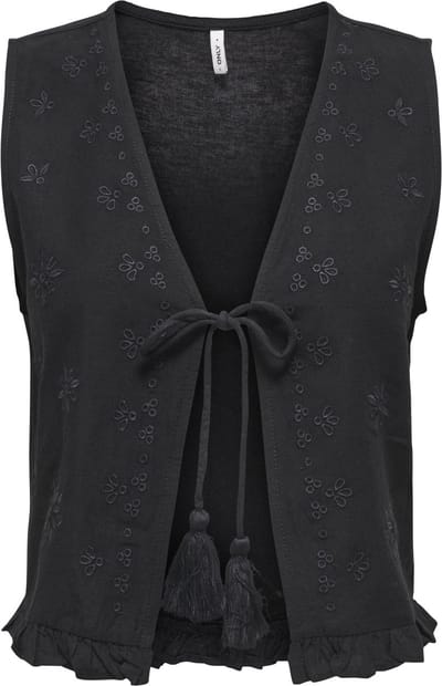 Only Gilet Onljakiri Linen S/l Emb Vest Ptm 15346503 Black Dames Maat - M