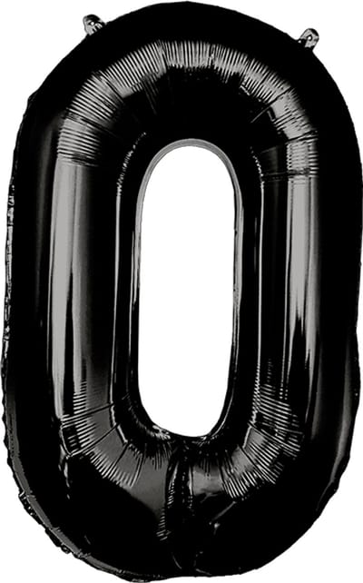 Folieballon | Cijferballon | Cijfer 0 | Kleur: Zwart | Afmeting: 86cm