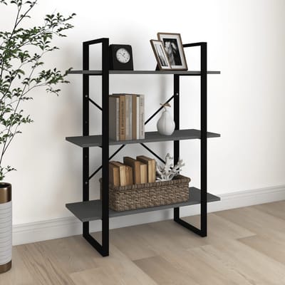 vidaXL - Boekenkast - met - 3 - schappen - 80x30x105 - cm - massief - grenenhout - grijs
