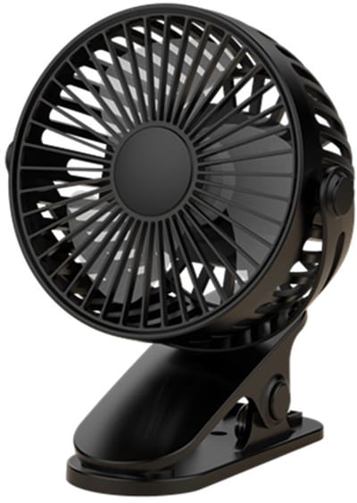 Draagbare batterijklemventilator, miniklemventilator, drie snelheden, stil en oplaadbaar