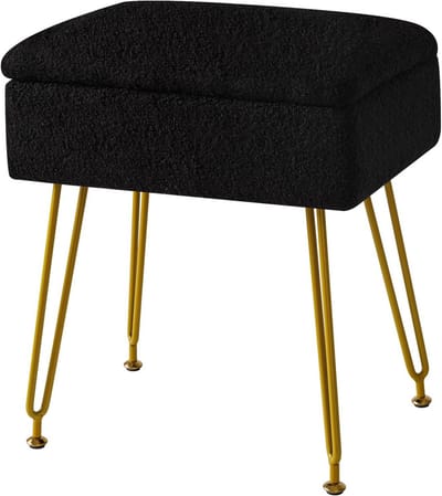 Opberg Poef Teddy Fleece | Comfortabele Zitkruk & Voetenbank met Metalen Poten