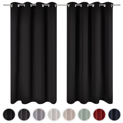 Blumtal Gordijnen - Verduisterend - Kant en Klaar - 140 x 175 cm - Zwart - Set van 2