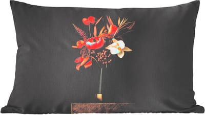 Sierkussens - Kussentjes Woonkamer - 60x40 cm - Boeket - Oranje - Gouden - vaas