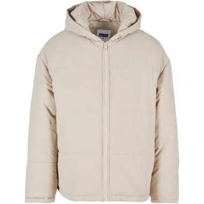 Urban Classics - Hooded Block Gewatteerd jack - S - Beige