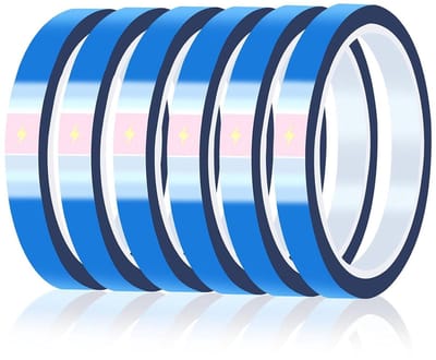 PET Hittebestendig Plakband Sublimatie 10 mm/20 mm x 33 m - Blauwe Warmtebanden - Hoge Temperatuur - Elektronica - 6 Rollen 10 mm