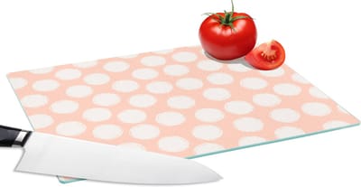 Glazen Snijplank - 28x20 - Stippen - Roze - Patroon - Snijplanken Glas