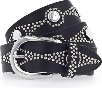 b.belt Leren Riem Nietengürtel W100 Black Zwart