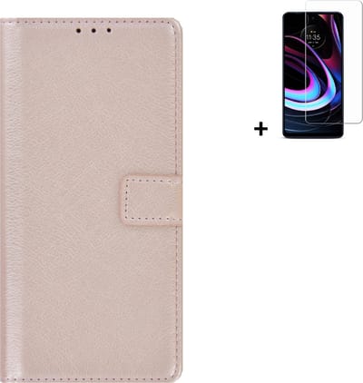 MoDo hoesje Geschikt voor Motorola Moto E32/ E32s - Kunstleer Book Case - Rose goud hoesje met screenprotector
